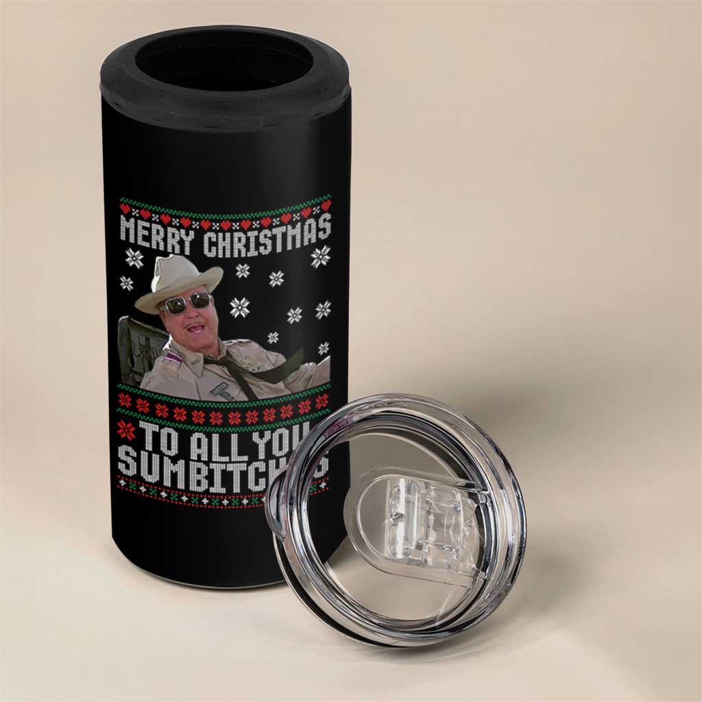 Merry Christmas To All You Sumbitches 4 in 1 Can Cooler Tumbler Funny Ugly Xmas Retro 80s Movie - Wonder Print Shop
