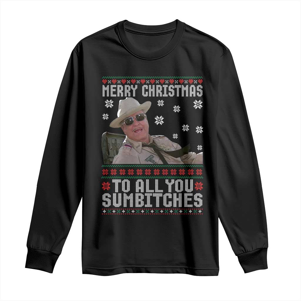 Merry Christmas To All You Sumbitches Long Sleeve Shirt Funny Ugly Xmas Retro 80s Movie - Wonder Print Shop