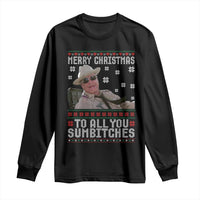 Merry Christmas To All You Sumbitches Long Sleeve Shirt Funny Ugly Xmas Retro 80s Movie - Wonder Print Shop