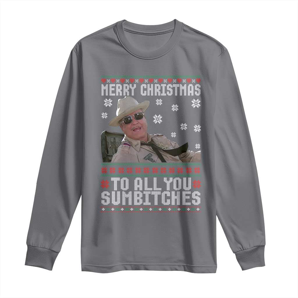 Merry Christmas To All You Sumbitches Long Sleeve Shirt Funny Ugly Xmas Retro 80s Movie - Wonder Print Shop