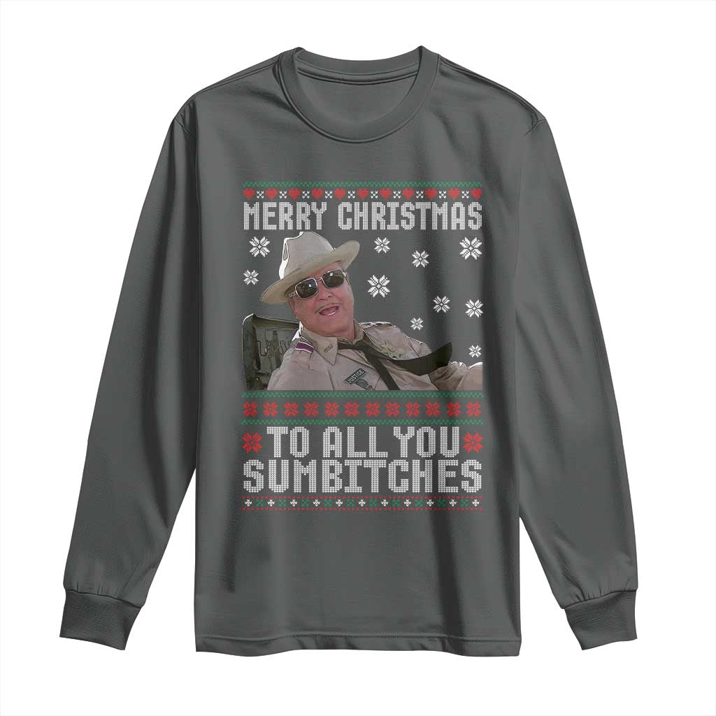 Merry Christmas To All You Sumbitches Long Sleeve Shirt Funny Ugly Xmas Retro 80s Movie - Wonder Print Shop