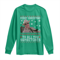 Merry Christmas To All You Sumbitches Long Sleeve Shirt Funny Ugly Xmas Retro 80s Movie - Wonder Print Shop