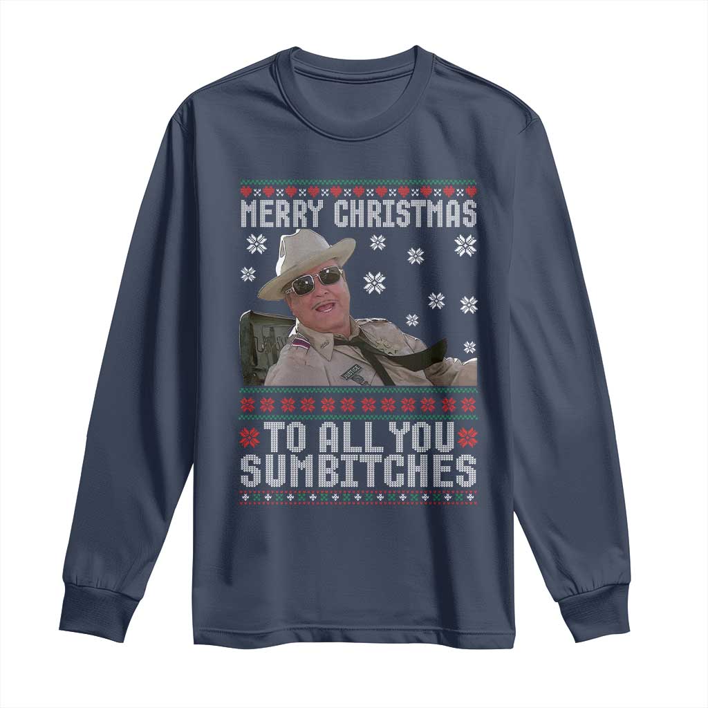 Merry Christmas To All You Sumbitches Long Sleeve Shirt Funny Ugly Xmas Retro 80s Movie - Wonder Print Shop