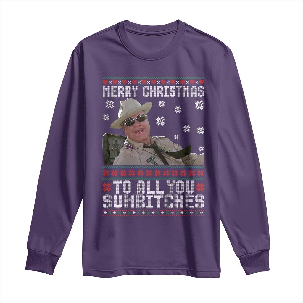 Merry Christmas To All You Sumbitches Long Sleeve Shirt Funny Ugly Xmas Retro 80s Movie - Wonder Print Shop