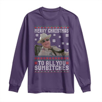 Merry Christmas To All You Sumbitches Long Sleeve Shirt Funny Ugly Xmas Retro 80s Movie - Wonder Print Shop