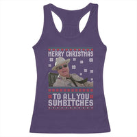 Merry Christmas To All You Sumbitches Racerback Tank Top Funny Ugly Xmas Retro 80s Movie - Wonder Print Shop