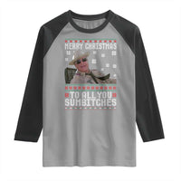 Merry Christmas To All You Sumbitches Raglan Shirt Funny Ugly Xmas Retro 80s Movie - Wonder Print Shop