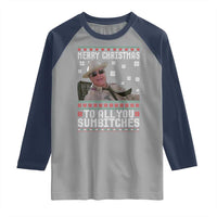 Merry Christmas To All You Sumbitches Raglan Shirt Funny Ugly Xmas Retro 80s Movie - Wonder Print Shop