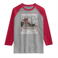 Merry Christmas To All You Sumbitches Raglan Shirt Funny Ugly Xmas Retro 80s Movie - Wonder Print Shop