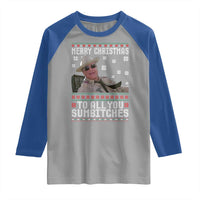 Merry Christmas To All You Sumbitches Raglan Shirt Funny Ugly Xmas Retro 80s Movie - Wonder Print Shop