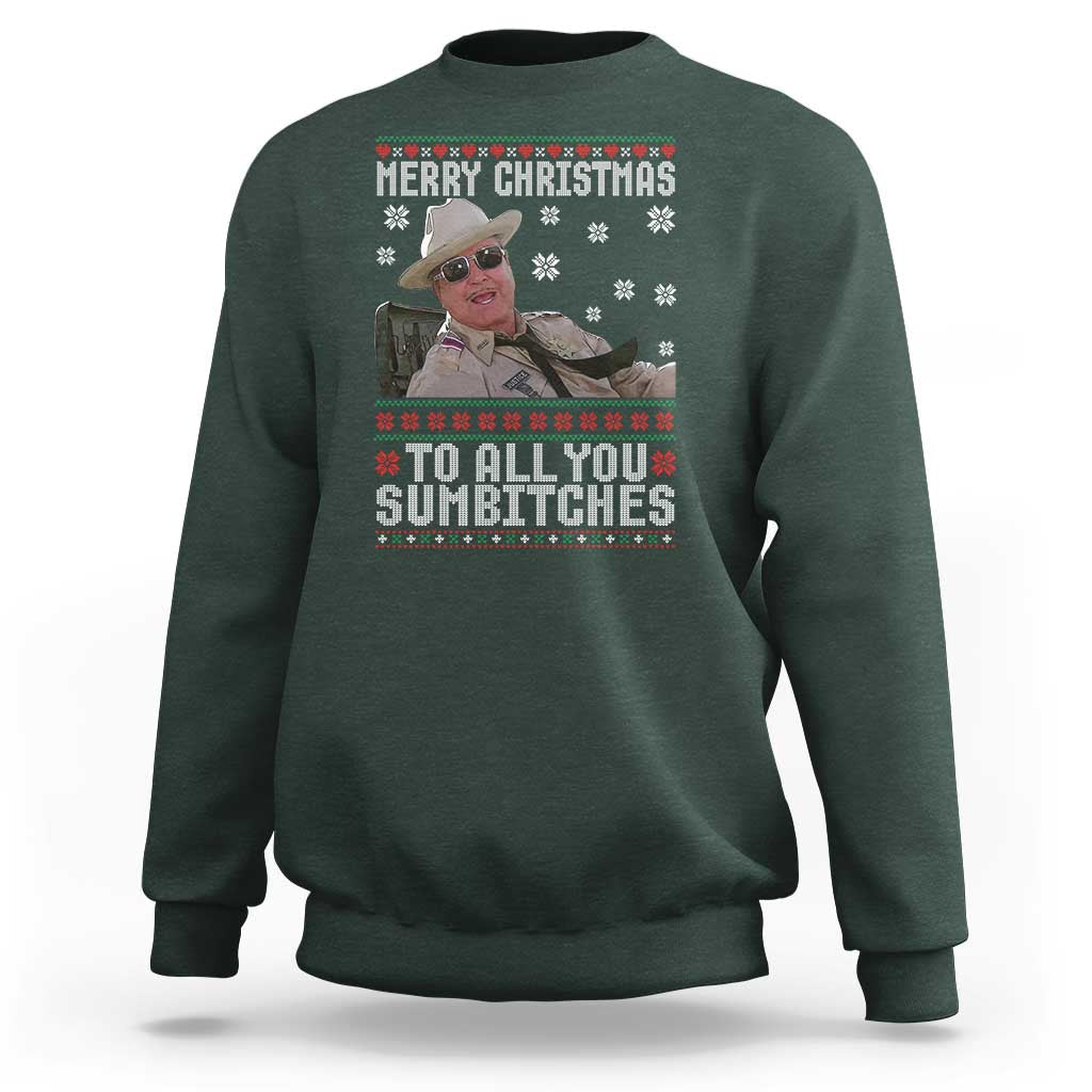 Merry Christmas To All You Sumbitches Sweatshirt Funny Ugly Xmas Retro 80s Movie - Wonder Print Shop