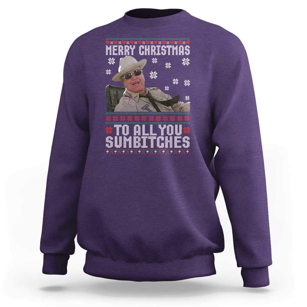 Merry Christmas To All You Sumbitches Sweatshirt Funny Ugly Xmas Retro 80s Movie - Wonder Print Shop
