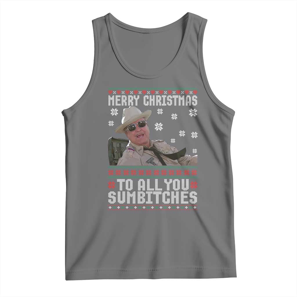 Merry Christmas To All You Sumbitches Tank Top Funny Ugly Xmas Retro 80s Movie - Wonder Print Shop