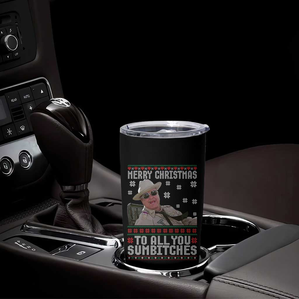 Merry Christmas To All You Sumbitches Tumbler Cup Funny Ugly Xmas Retro 80s Movie - Wonder Print Shop