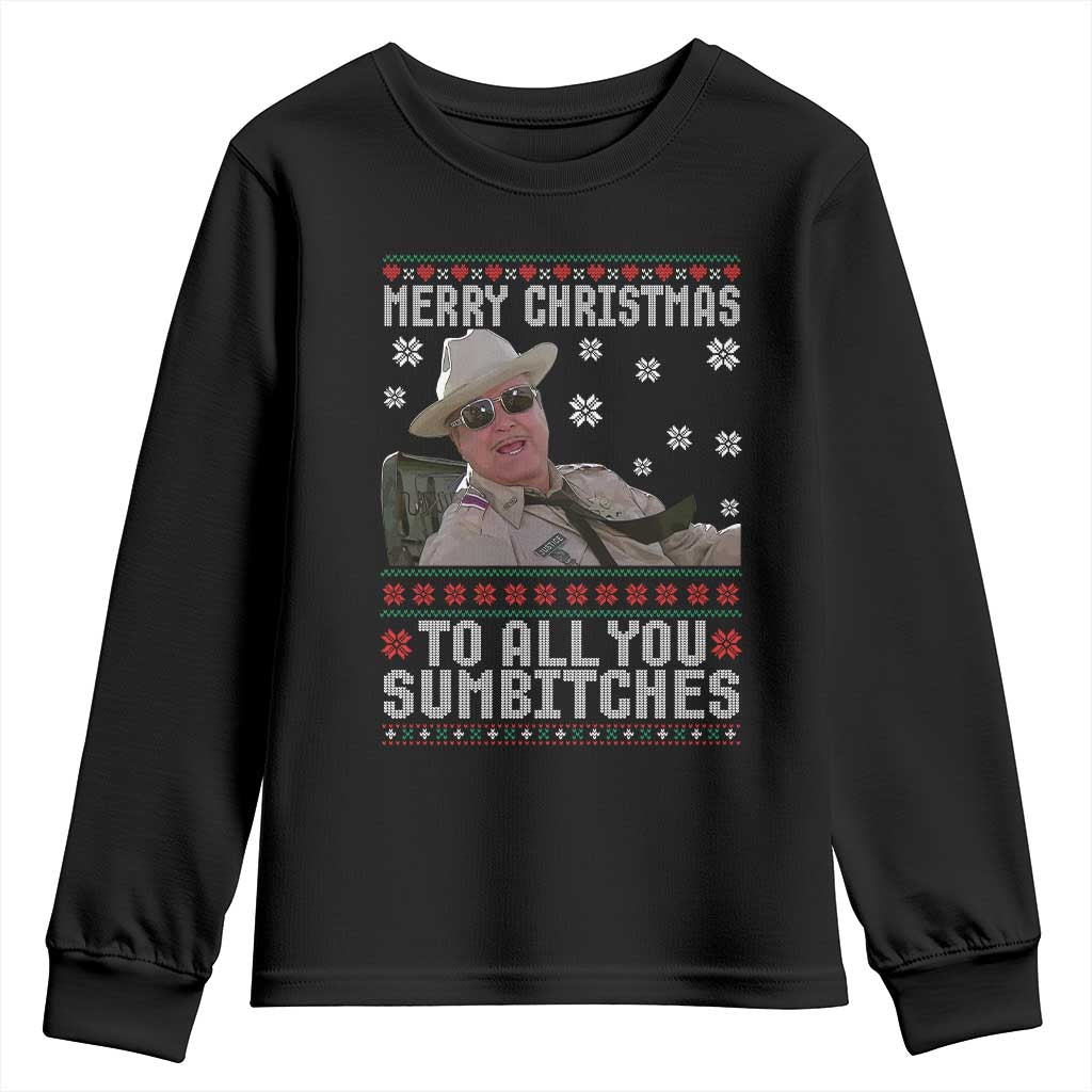 Merry Christmas To All You Sumbitches Youth Sweatshirt Funny Ugly Xmas Retro 80s Movie - Wonder Print Shop