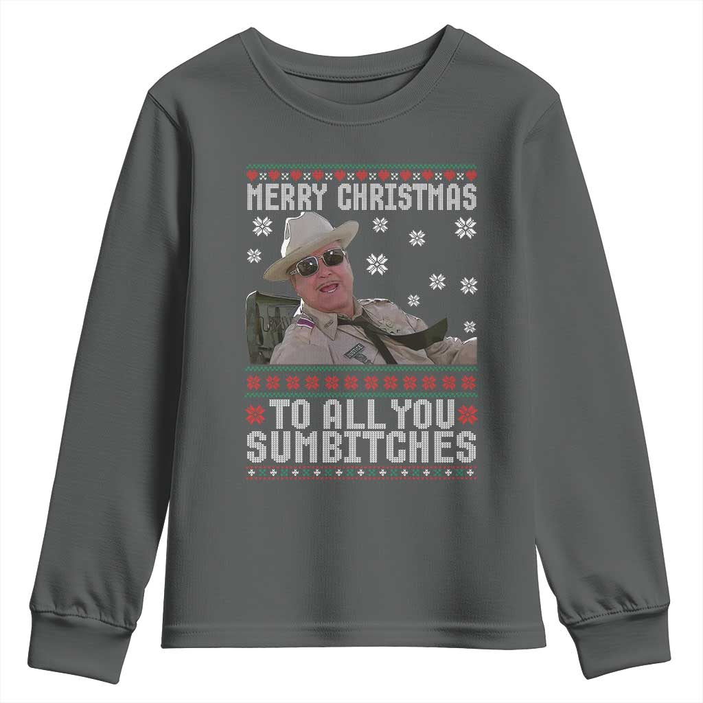 Merry Christmas To All You Sumbitches Youth Sweatshirt Funny Ugly Xmas Retro 80s Movie - Wonder Print Shop