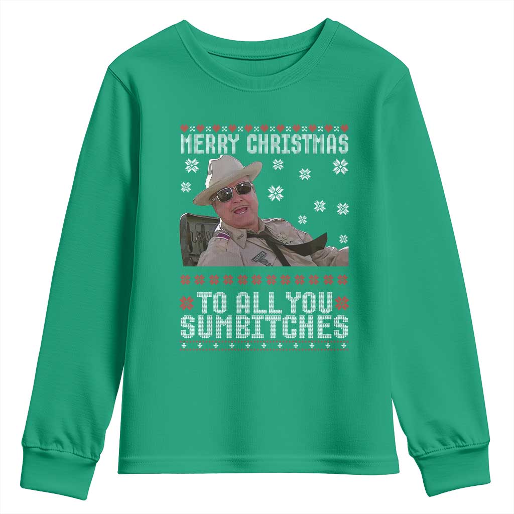 Merry Christmas To All You Sumbitches Youth Sweatshirt Funny Ugly Xmas Retro 80s Movie - Wonder Print Shop