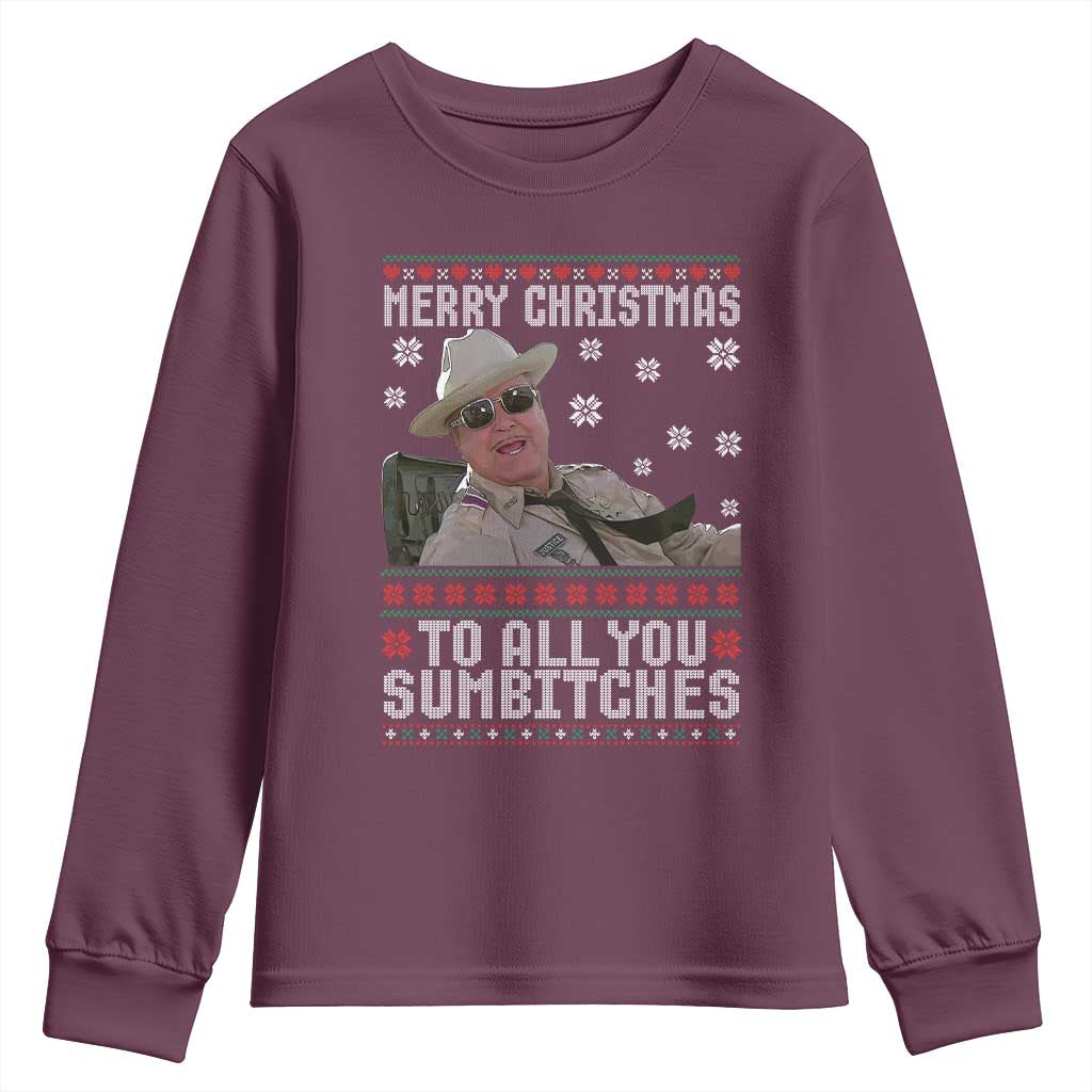 Merry Christmas To All You Sumbitches Youth Sweatshirt Funny Ugly Xmas Retro 80s Movie - Wonder Print Shop