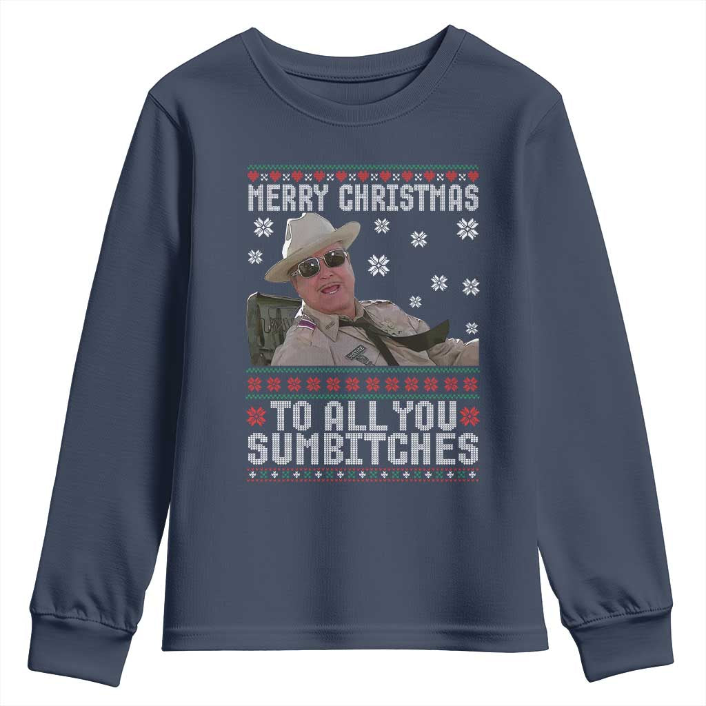 Merry Christmas To All You Sumbitches Youth Sweatshirt Funny Ugly Xmas Retro 80s Movie - Wonder Print Shop