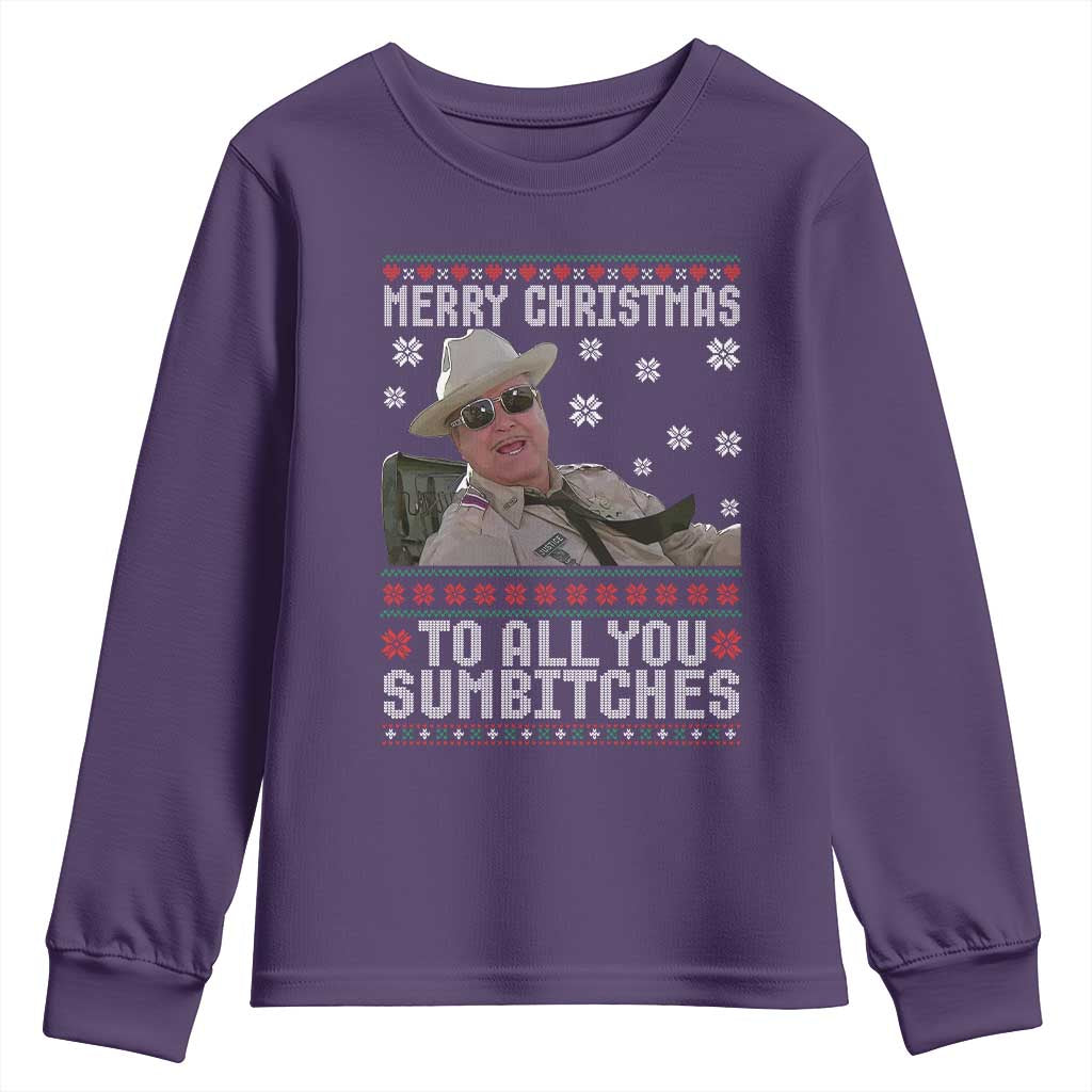 Merry Christmas To All You Sumbitches Youth Sweatshirt Funny Ugly Xmas Retro 80s Movie - Wonder Print Shop