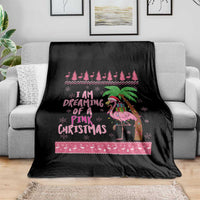 I Am Dreaming Of A Pink Christmas Throw Blanket Family Trip Santa Flamingo Palm Tree Ugly Xmas - Wonder Print Shop