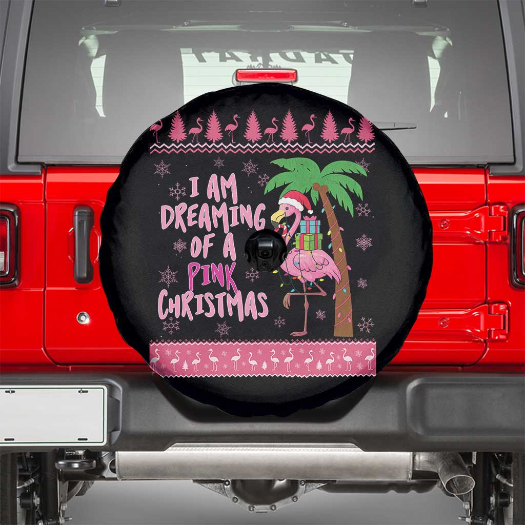 I Am Dreaming Of A Pink Christmas Spare Tire Cover Family Trip Santa Flamingo Palm Tree Ugly Xmas - Wonder Print Shop