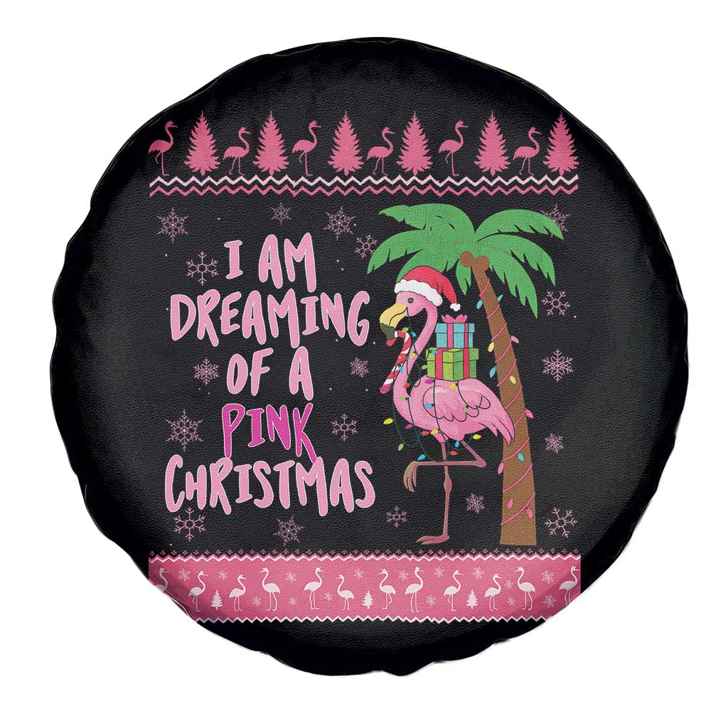 I Am Dreaming Of A Pink Christmas Spare Tire Cover Family Trip Santa Flamingo Palm Tree Ugly Xmas - Wonder Print Shop
