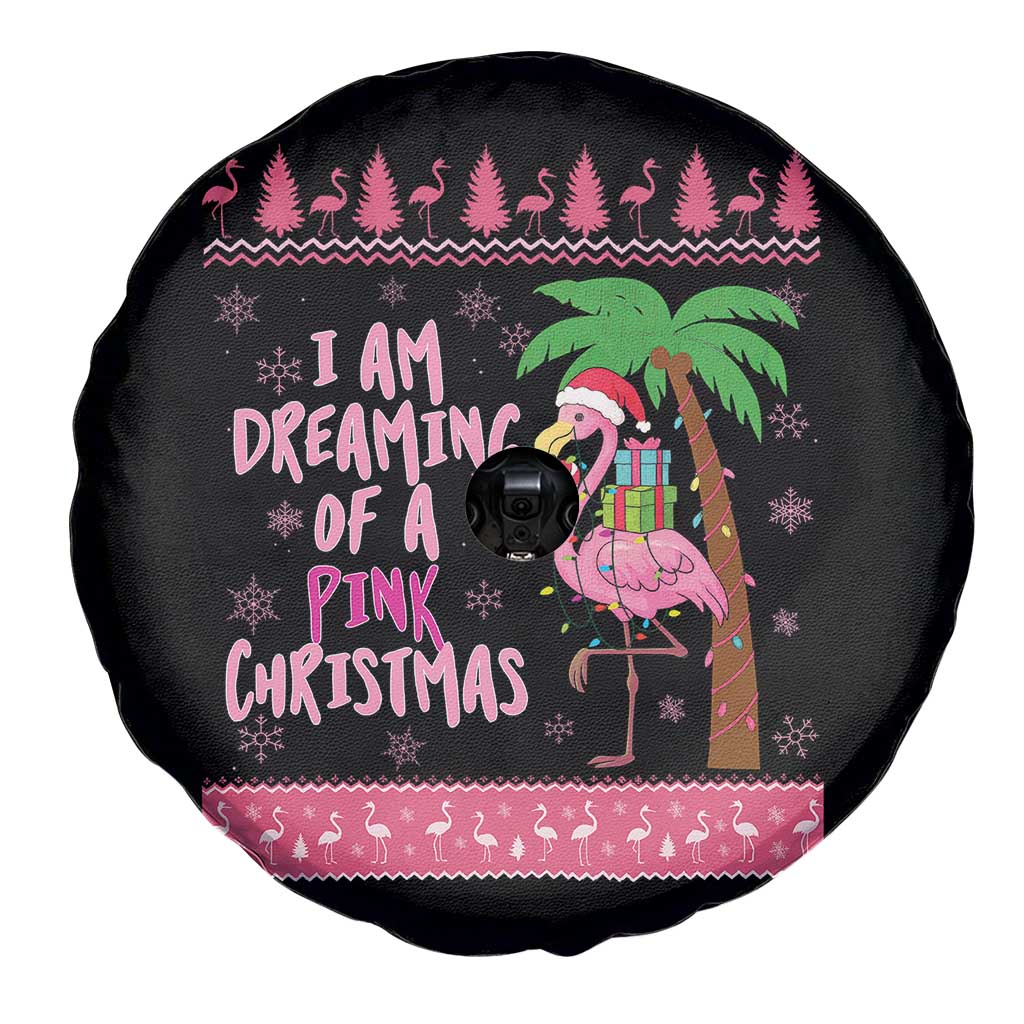 I Am Dreaming Of A Pink Christmas Spare Tire Cover Family Trip Santa Flamingo Palm Tree Ugly Xmas - Wonder Print Shop