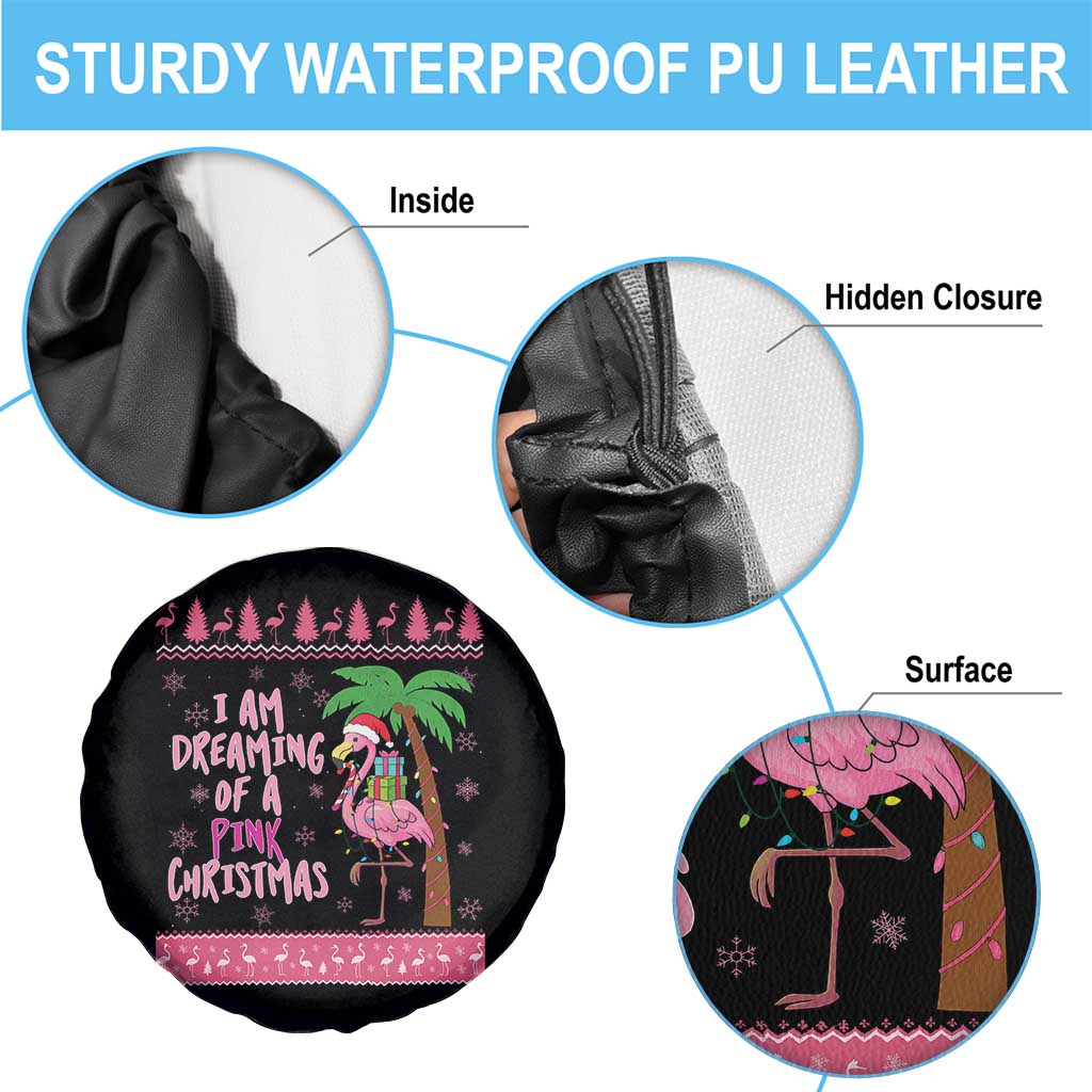 I Am Dreaming Of A Pink Christmas Spare Tire Cover Family Trip Santa Flamingo Palm Tree Ugly Xmas - Wonder Print Shop