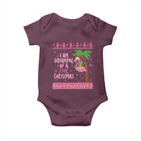 I Am Dreaming Of A Pink Christmas Baby Onesie Family Trip Santa Flamingo Palm Tree Ugly Xmas - Wonder Print Shop