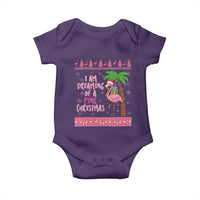 I Am Dreaming Of A Pink Christmas Baby Onesie Family Trip Santa Flamingo Palm Tree Ugly Xmas - Wonder Print Shop