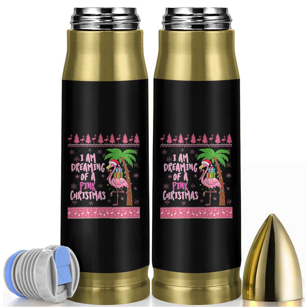 I Am Dreaming Of A Pink Christmas Bullet Tumbler Family Trip Santa Flamingo Palm Tree Ugly Xmas - Wonder Print Shop