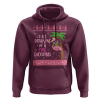 I Am Dreaming Of A Pink Christmas Hoodie Family Trip Santa Flamingo Palm Tree Ugly Xmas - Wonder Print Shop