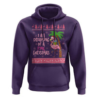 I Am Dreaming Of A Pink Christmas Hoodie Family Trip Santa Flamingo Palm Tree Ugly Xmas - Wonder Print Shop