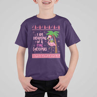 I Am Dreaming Of A Pink Christmas T Shirt For Kid Family Trip Santa Flamingo Palm Tree Ugly Xmas - Wonder Print Shop