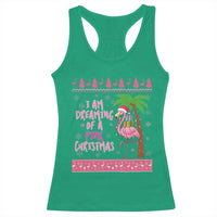 I Am Dreaming Of A Pink Christmas Racerback Tank Top Family Trip Santa Flamingo Palm Tree Ugly Xmas - Wonder Print Shop