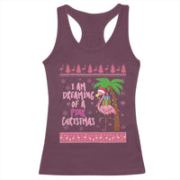 I Am Dreaming Of A Pink Christmas Racerback Tank Top Family Trip Santa Flamingo Palm Tree Ugly Xmas - Wonder Print Shop