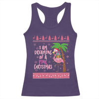 I Am Dreaming Of A Pink Christmas Racerback Tank Top Family Trip Santa Flamingo Palm Tree Ugly Xmas - Wonder Print Shop