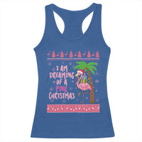 I Am Dreaming Of A Pink Christmas Racerback Tank Top Family Trip Santa Flamingo Palm Tree Ugly Xmas - Wonder Print Shop