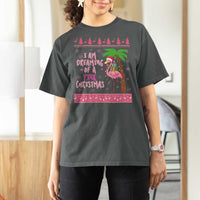 I Am Dreaming Of A Pink Christmas T Shirt For Women Family Trip Santa Flamingo Palm Tree Ugly Xmas - Wonder Print Shop