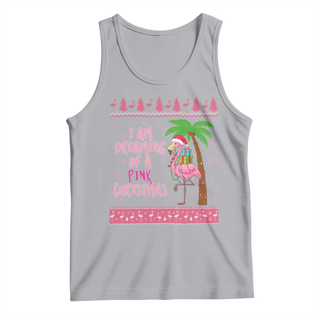 I Am Dreaming Of A Pink Christmas Tank Top Family Trip Santa Flamingo Palm Tree Ugly Xmas - Wonder Print Shop