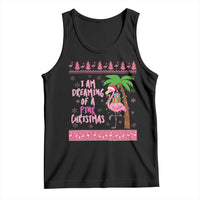 I Am Dreaming Of A Pink Christmas Tank Top Family Trip Santa Flamingo Palm Tree Ugly Xmas - Wonder Print Shop