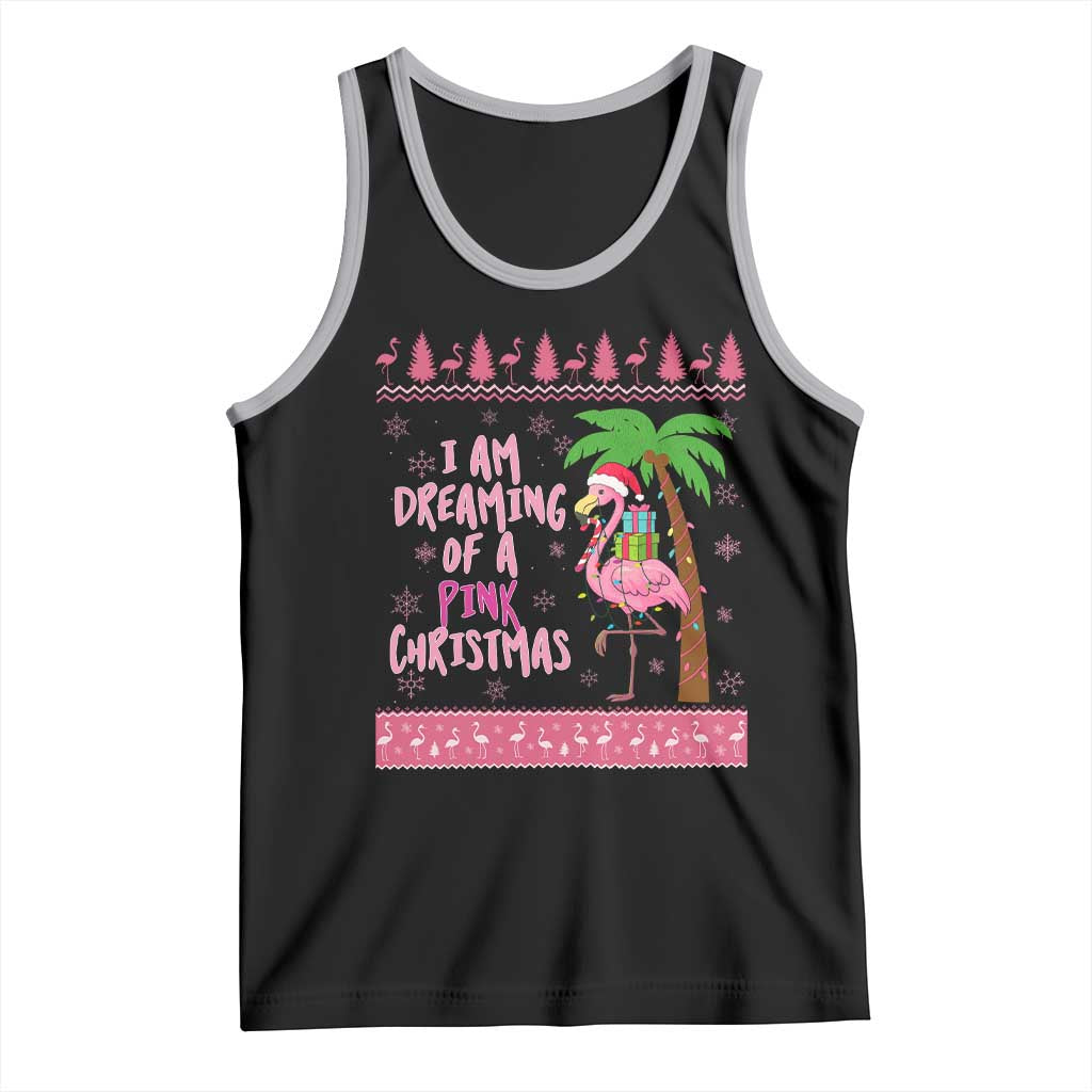 I Am Dreaming Of A Pink Christmas Tank Top Family Trip Santa Flamingo Palm Tree Ugly Xmas - Wonder Print Shop