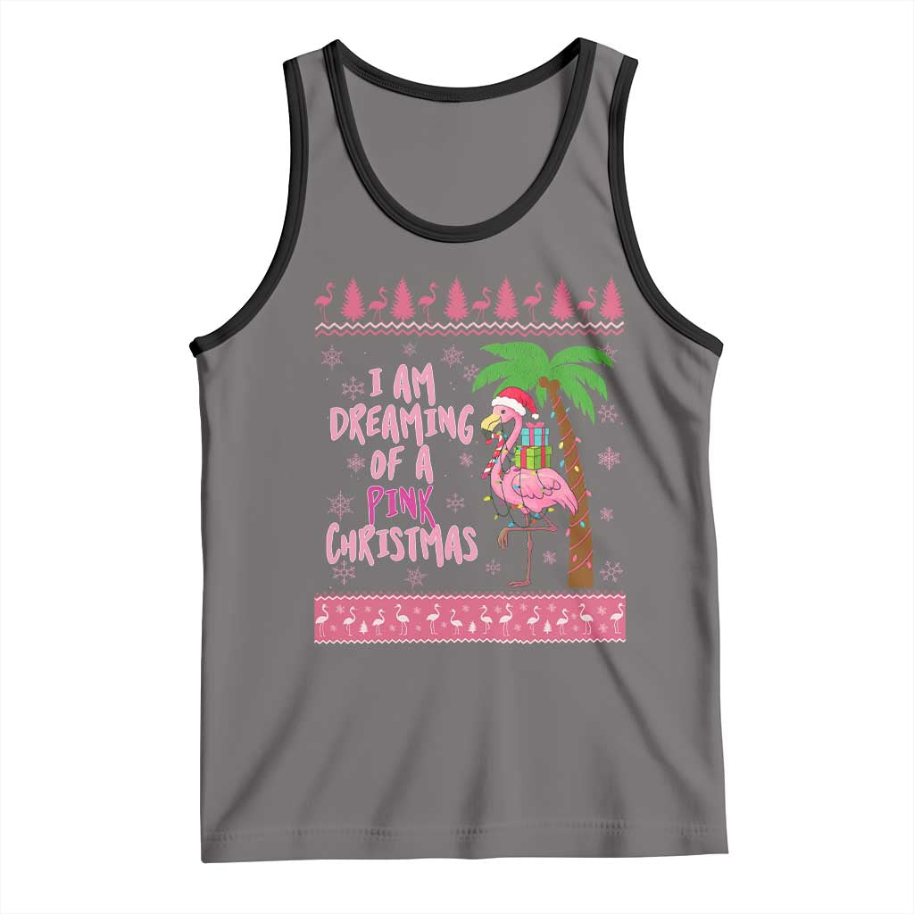 I Am Dreaming Of A Pink Christmas Tank Top Family Trip Santa Flamingo Palm Tree Ugly Xmas - Wonder Print Shop