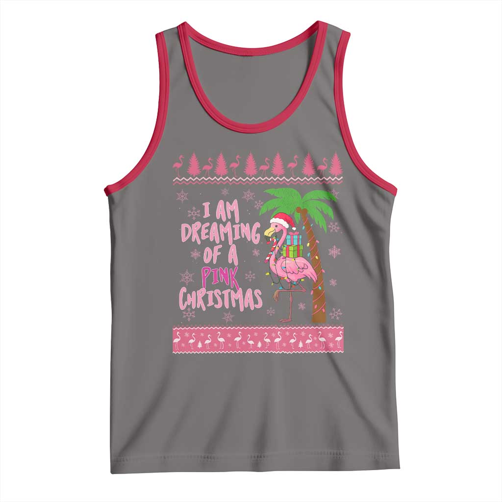 I Am Dreaming Of A Pink Christmas Tank Top Family Trip Santa Flamingo Palm Tree Ugly Xmas - Wonder Print Shop