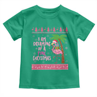 I Am Dreaming Of A Pink Christmas Toddler T Shirt Family Trip Santa Flamingo Palm Tree Ugly Xmas - Wonder Print Shop
