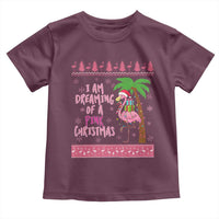 I Am Dreaming Of A Pink Christmas Toddler T Shirt Family Trip Santa Flamingo Palm Tree Ugly Xmas - Wonder Print Shop