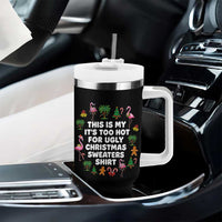 Too Hot For Ugly Christmas Sweaters Tumbler With Handle Funny Xmas Family Flamingo - undefined