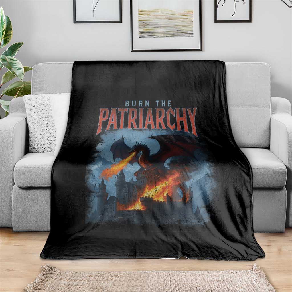 Vintage 90s Feminism Dragon Throw Blanket Burn the Patriarchy - Wonder Print Shop