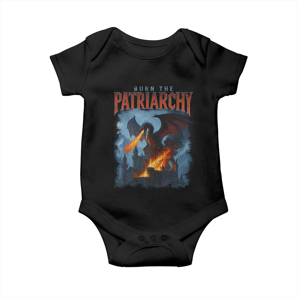 Vintage 90s Feminism Dragon Baby Onesie Burn the Patriarchy - Wonder Print Shop